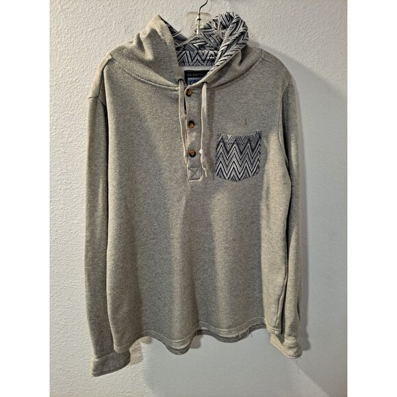 Beautiful Giant Men's Gray Long Sleeve Three Button Stylish Unique Hoodie Large - Picture 1 of 11